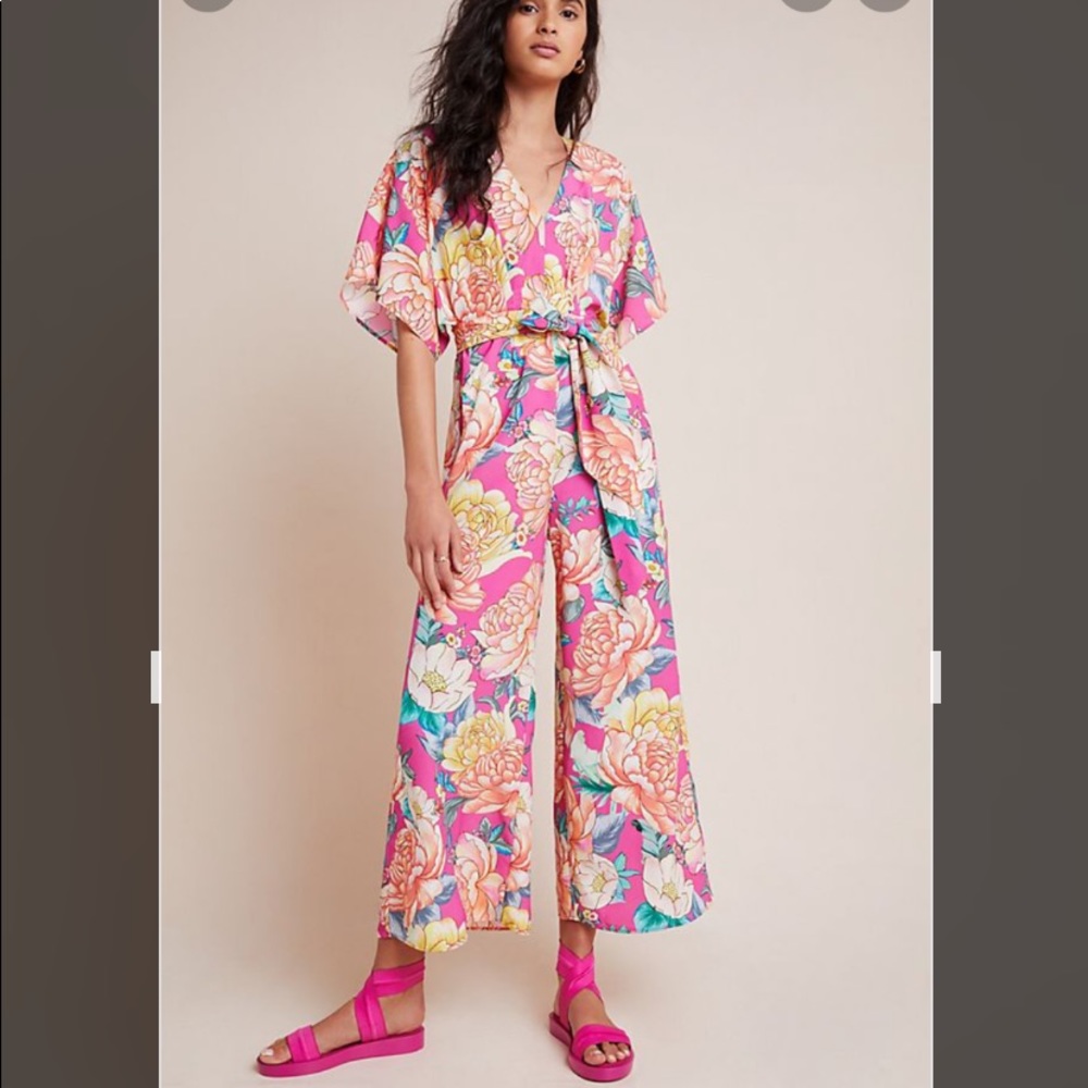 FARM Rio Floral Jumpsuit in Pink and Blue